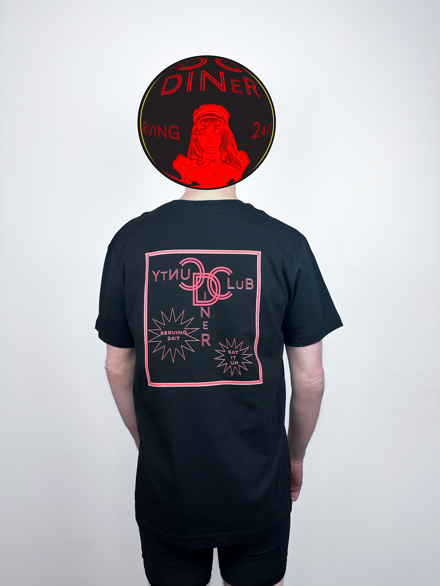cunty club diner red signage tee- black