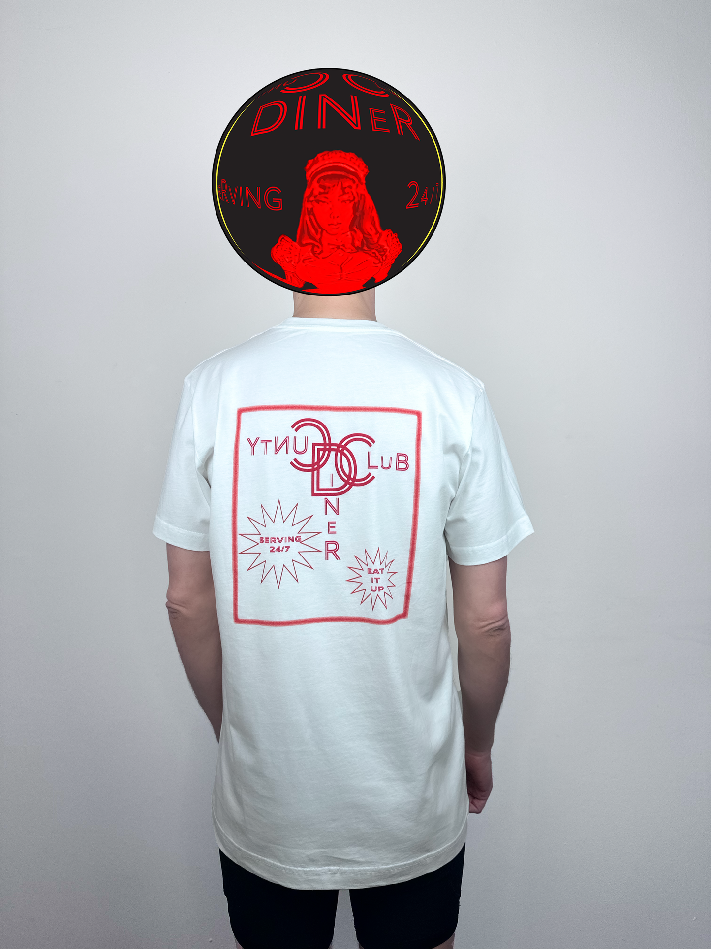 cunty club diner red signage tee- white